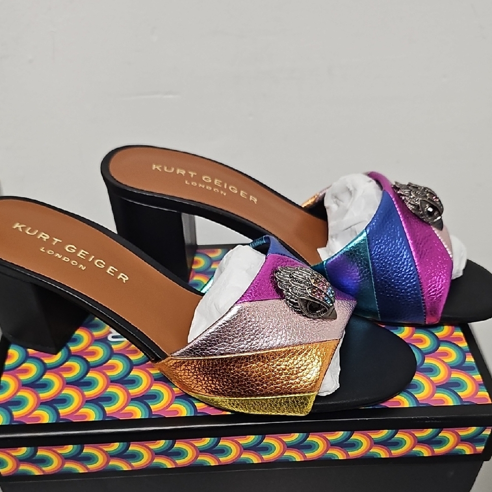 Kurt Geiger Metallic Rainbow Slide Mules